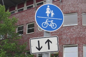 Ein solches Zeichen signalisiert die Nutzungspflicht für einen Radweg. 