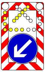 Verkehrszeichen 616 Fahrbare Absperrtafel mit Blinkpfeil