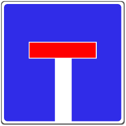Der rote Balken symbolisiert den Wendehammer auf diesem Schild.